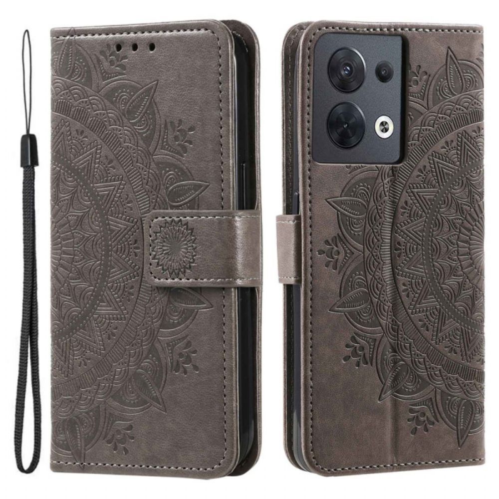 Flip Case Für Oppo Reno 8 Mit Kordel Sonnenriemen-mandala