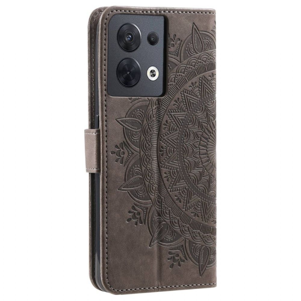 Flip Case Für Oppo Reno 8 Mit Kordel Sonnenriemen-mandala