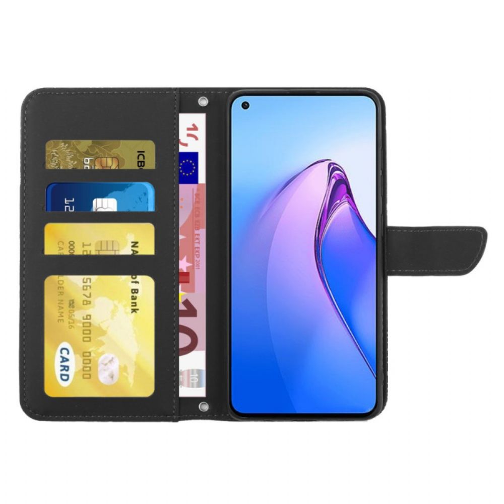 Flip Case Für Oppo Reno 8 Schmetterlinge Und Schulterriemen