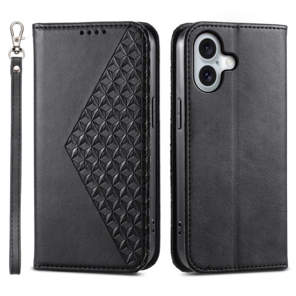 Lederhüllen Für iPhone 16 Diamant-design Mit Riemen
