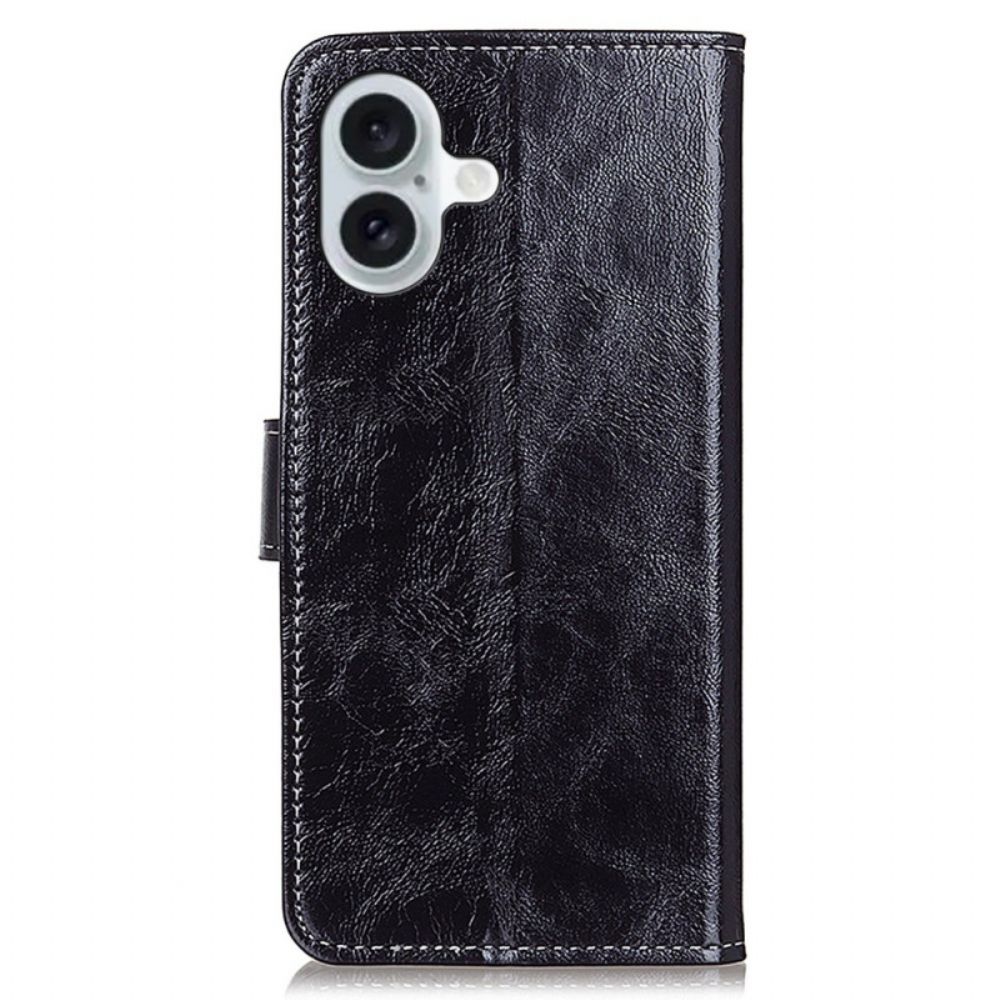 Lederhüllen iPhone 16 Handyhülle Glänzendes Kunstleder