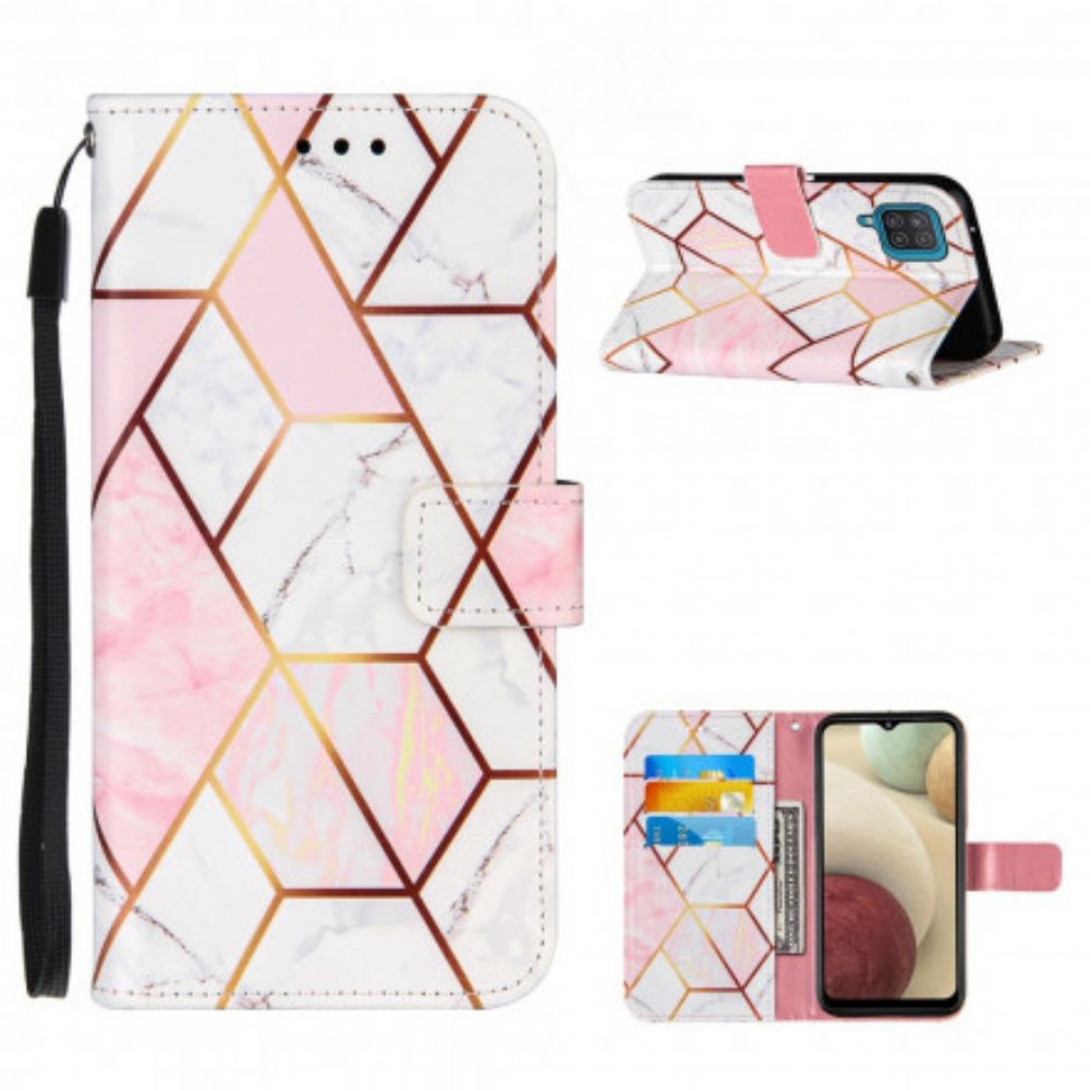 Flip Case Für Samsung Galaxy A12 / M12 Geometrischer Marmor