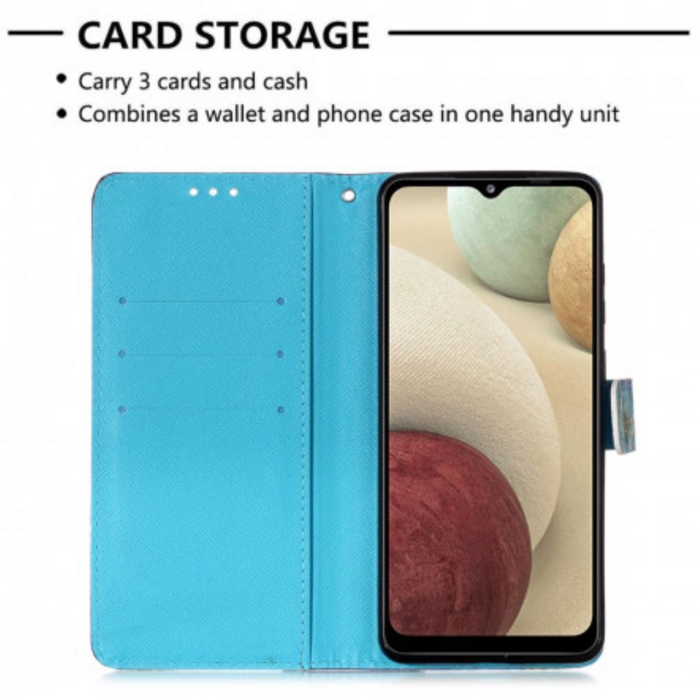 Flip Case Für Samsung Galaxy A12 / M12 Goldene Schmetterlinge