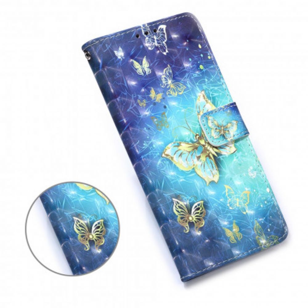 Flip Case Für Samsung Galaxy A12 / M12 Goldene Schmetterlinge