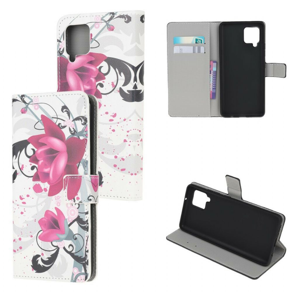 Flip Case Für Samsung Galaxy A12 / M12 Tropische Blumen