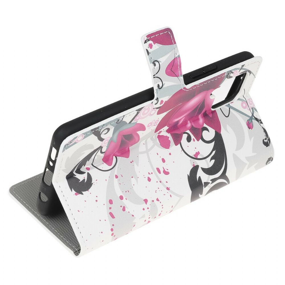 Flip Case Für Samsung Galaxy A12 / M12 Tropische Blumen