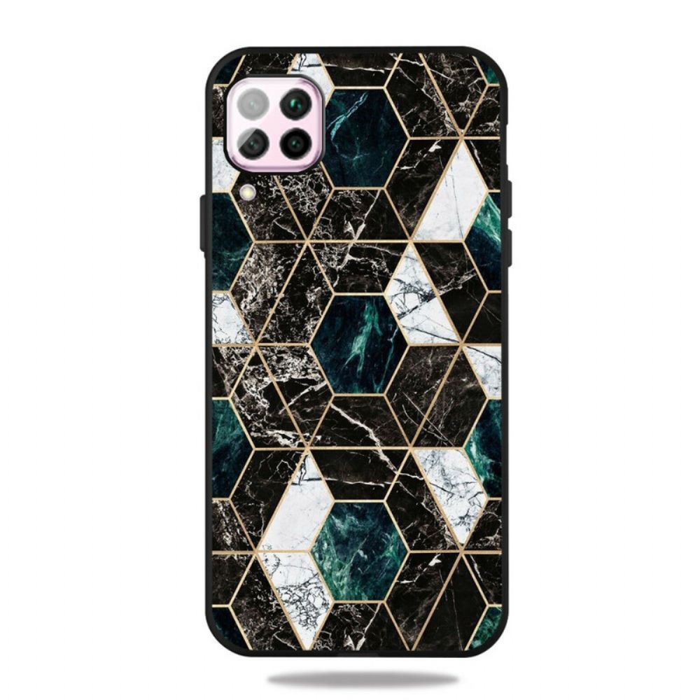 Handyhülle Für Samsung Galaxy A12 / M12 Farbiger Geometrie-marmor