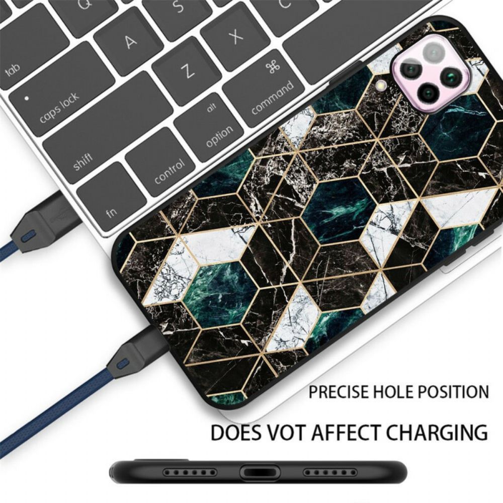Handyhülle Für Samsung Galaxy A12 / M12 Farbiger Geometrie-marmor