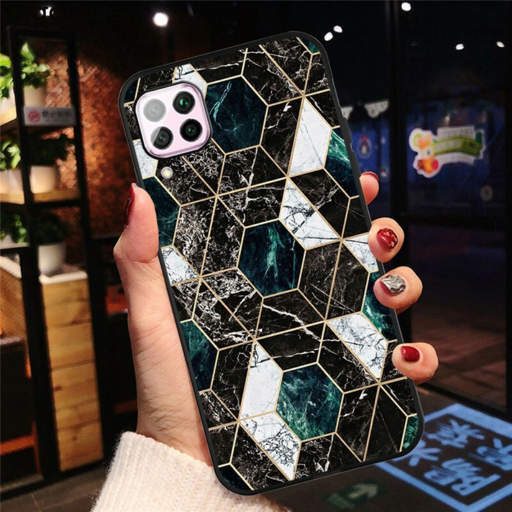 Handyhülle Für Samsung Galaxy A12 / M12 Farbiger Geometrie-marmor