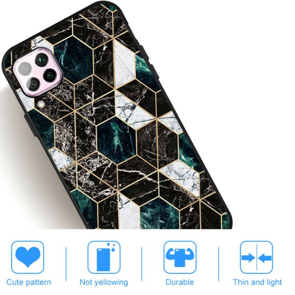 Handyhülle Für Samsung Galaxy A12 / M12 Farbiger Geometrie-marmor