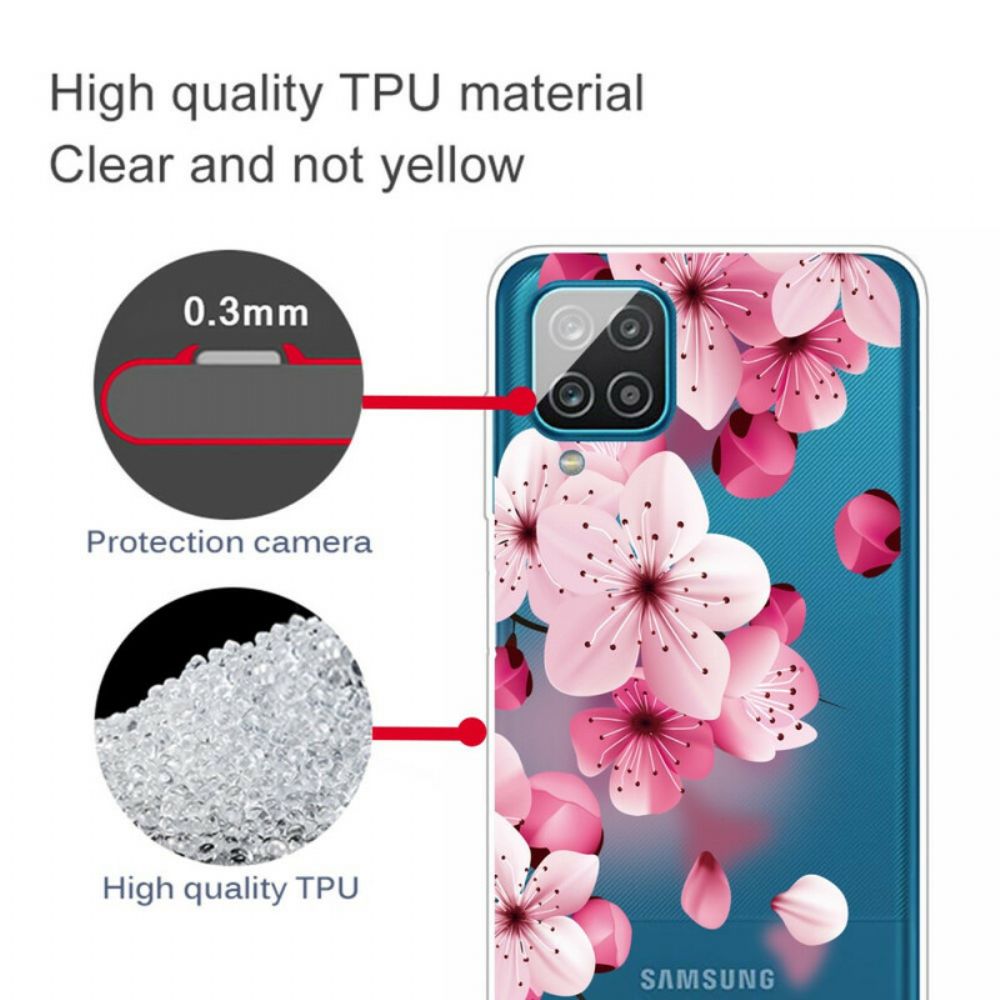 Handyhülle Für Samsung Galaxy A12 / M12 Kleine Rosa Blumen