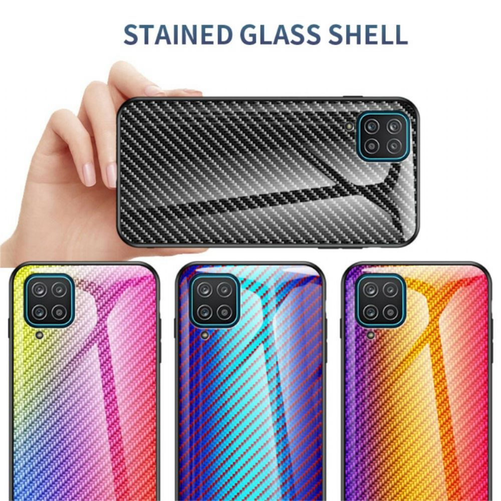 Handyhülle Für Samsung Galaxy A12 / M12 Kohlefaser-gehärtetes Glas