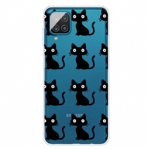 Handyhülle Für Samsung Galaxy A12 / M12 Mehrere Schwarze Katzen