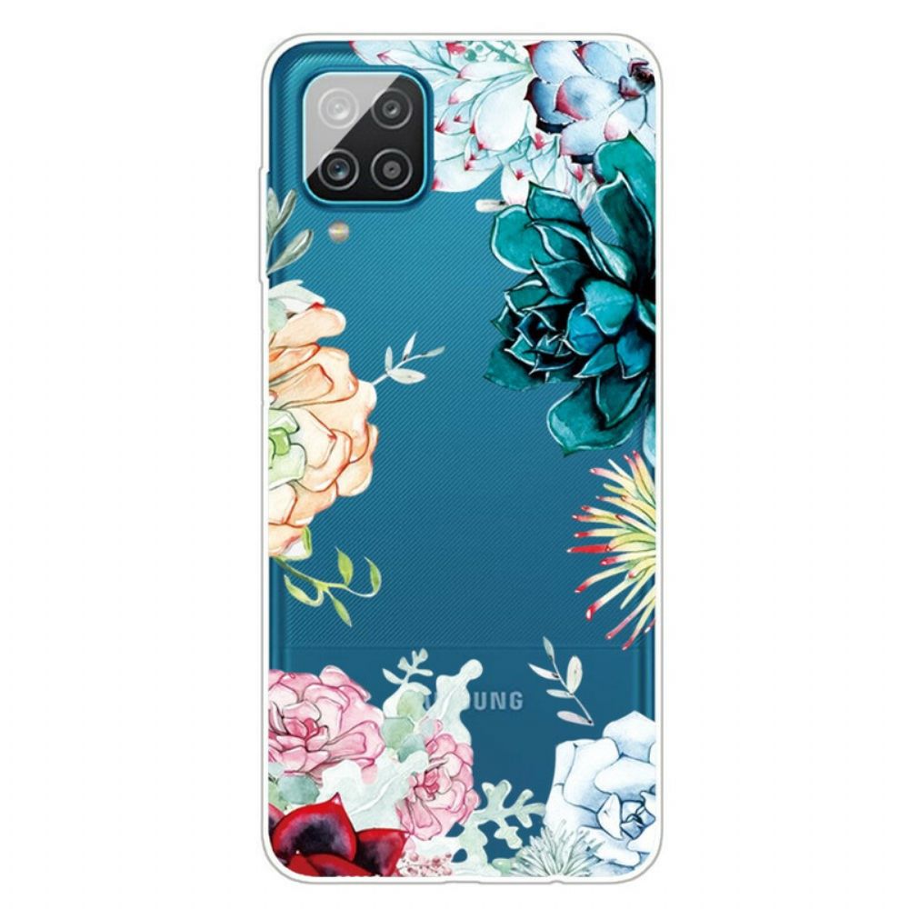 Handyhülle Für Samsung Galaxy A12 / M12 Nahtlose Aquarellblumen