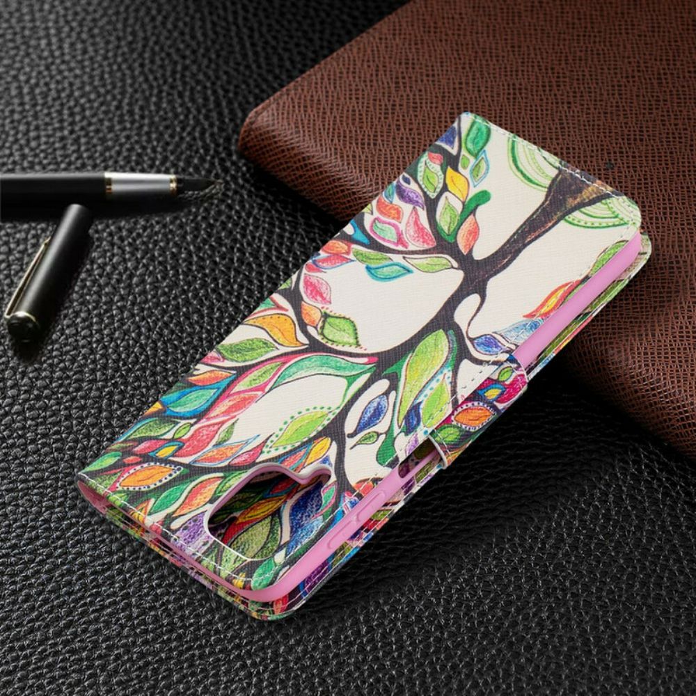 Lederhüllen Für Samsung Galaxy A12 / M12 Farbiger Baum