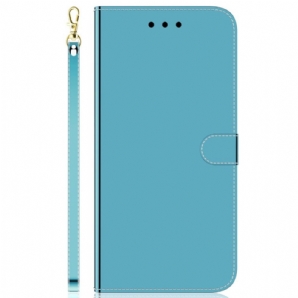 Lederhüllen Samsung Galaxy A55 5g Handyhülle Spiegeleffekt Und Riemen