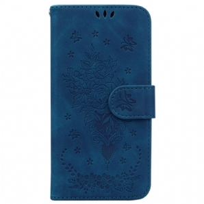 Lederhüllen Samsung Galaxy A55 5g Rosen- Und Schmetterlingsmuster