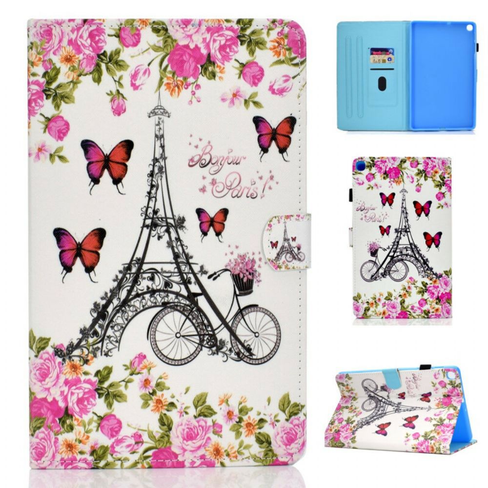 Flip Case Für Samsung Galaxy Tab A 10.1 (2024) Eiffelturm-fahrrad
