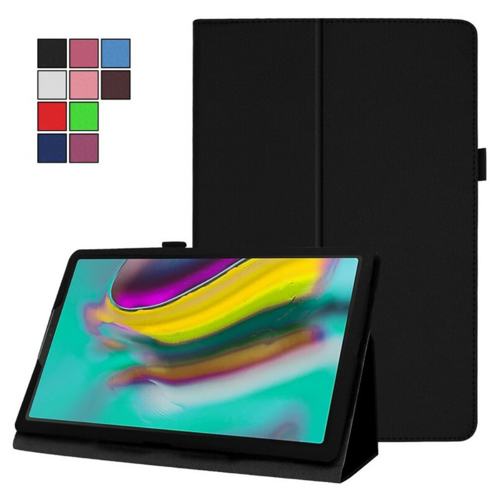 Lederhüllen Für Samsung Galaxy Tab A 10.1 (2024) 2 Fensterläden Aus Litschi-kunstleder