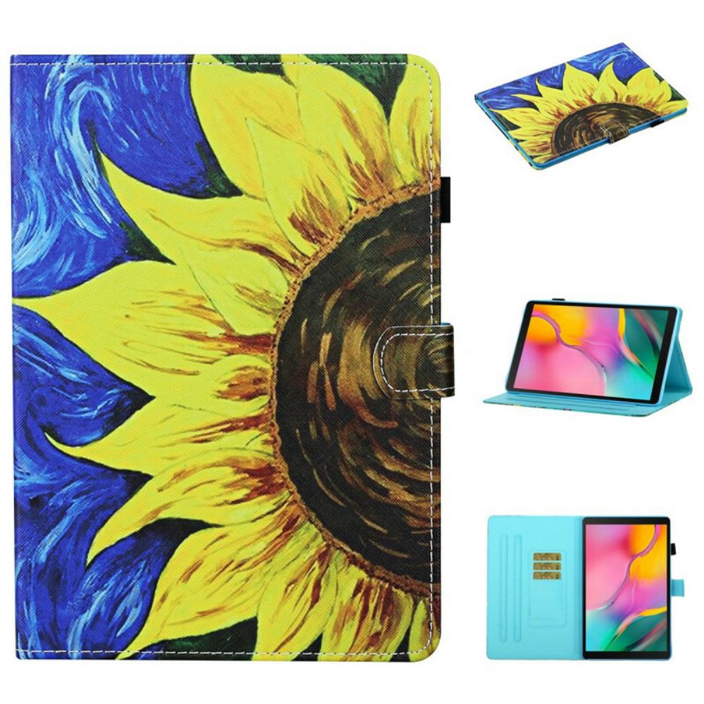 Lederhüllen Für Samsung Galaxy Tab A 10.1 (2024) Gemalte Sonnenblume