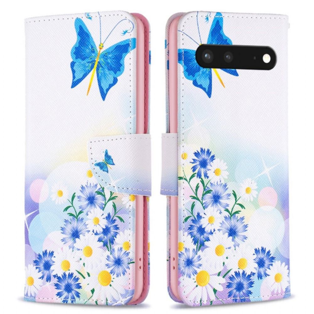 Flip Case Für Google Pixel 7 Aquarell Schmetterlinge