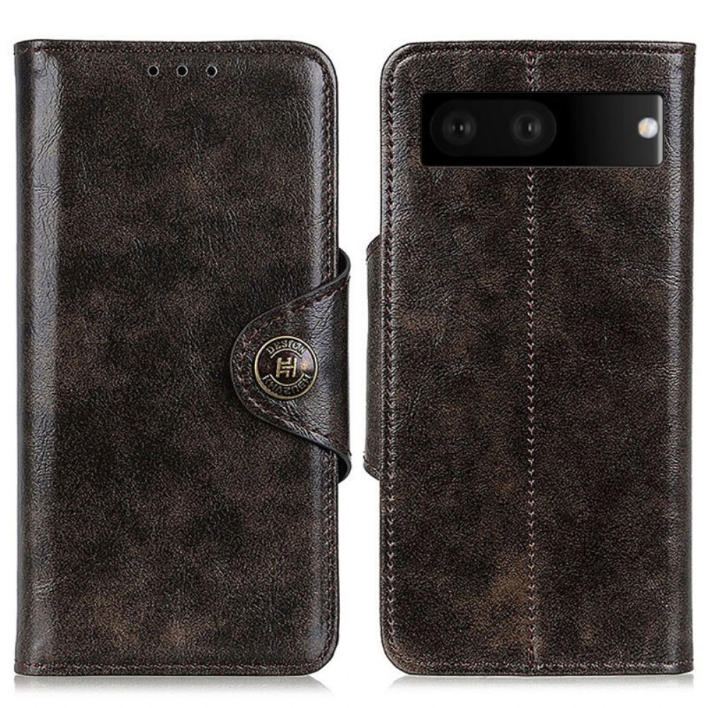 Flip Case Für Google Pixel 7 Khazneh-knopf Aus Lacklederimitat