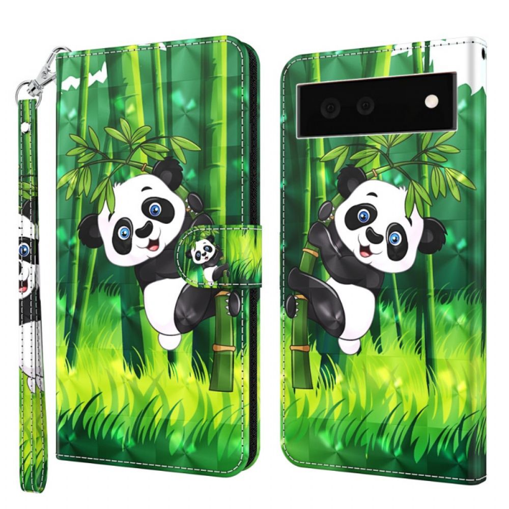 Flip Case Für Google Pixel 7 Mit Kordel Tanga Panda Und Bambus