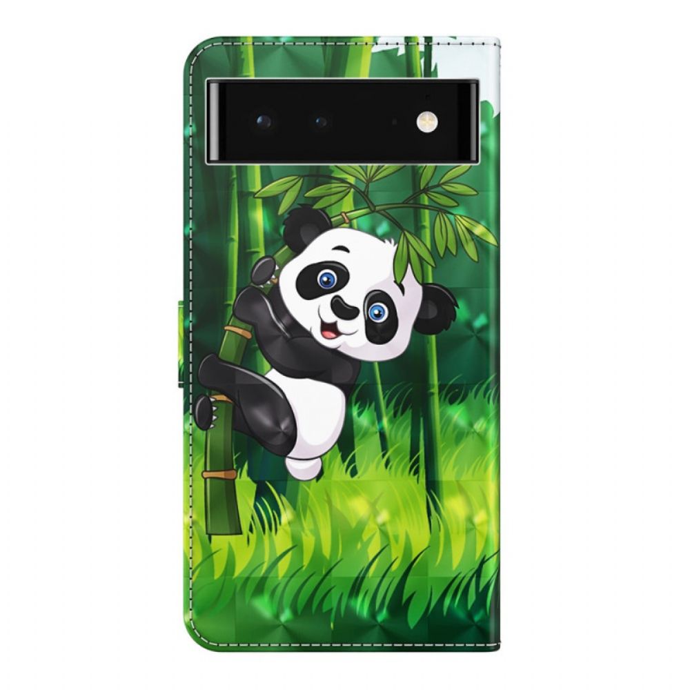 Flip Case Für Google Pixel 7 Mit Kordel Tanga Panda Und Bambus
