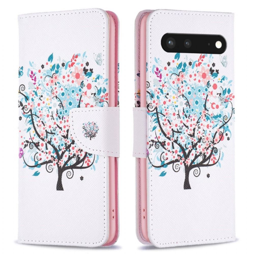 Lederhüllen Für Google Pixel 7 Blumiger Baum