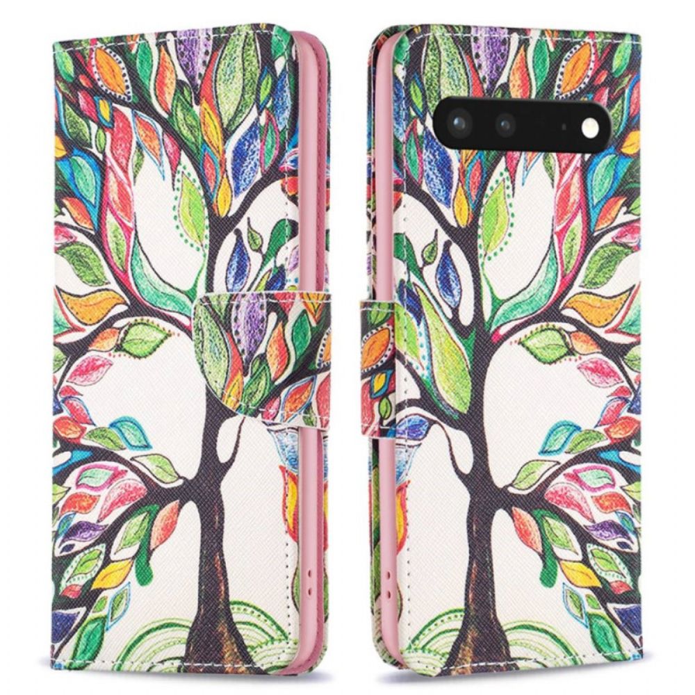 Lederhüllen Für Google Pixel 7 Gemalter Baum