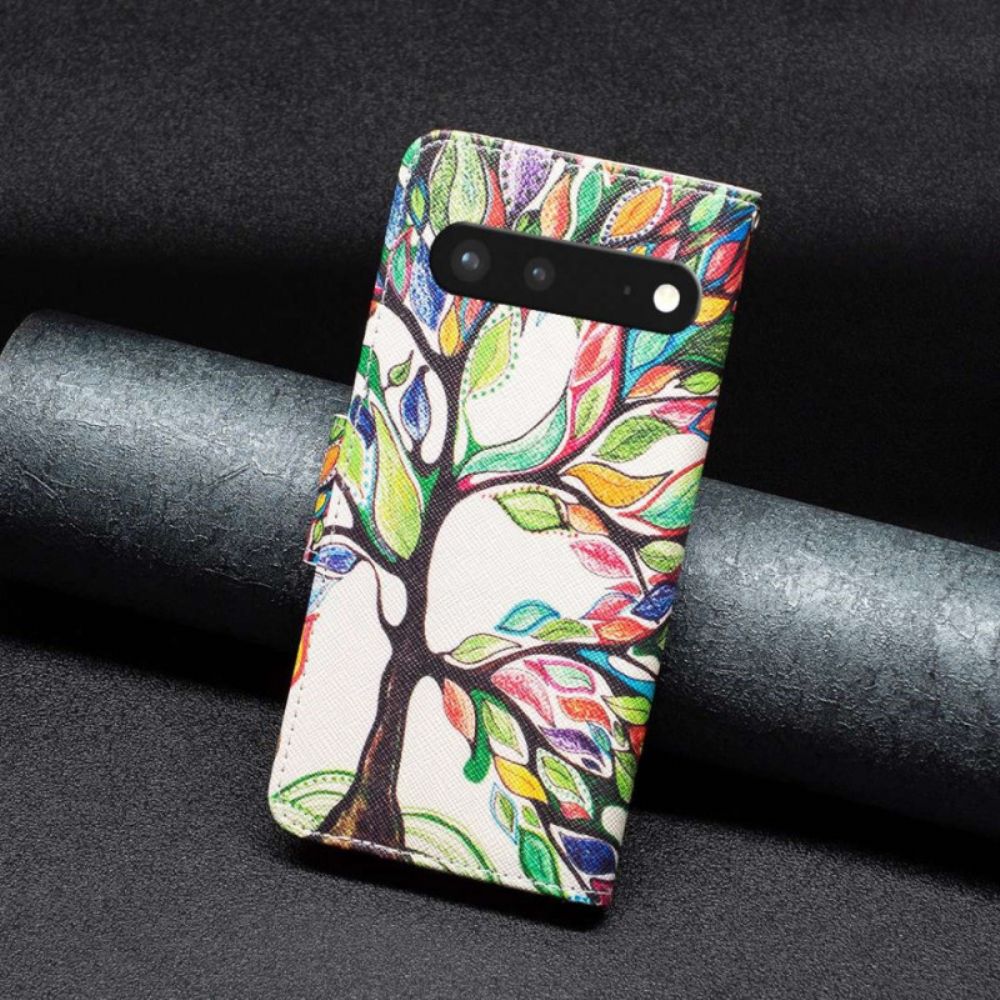 Lederhüllen Für Google Pixel 7 Gemalter Baum