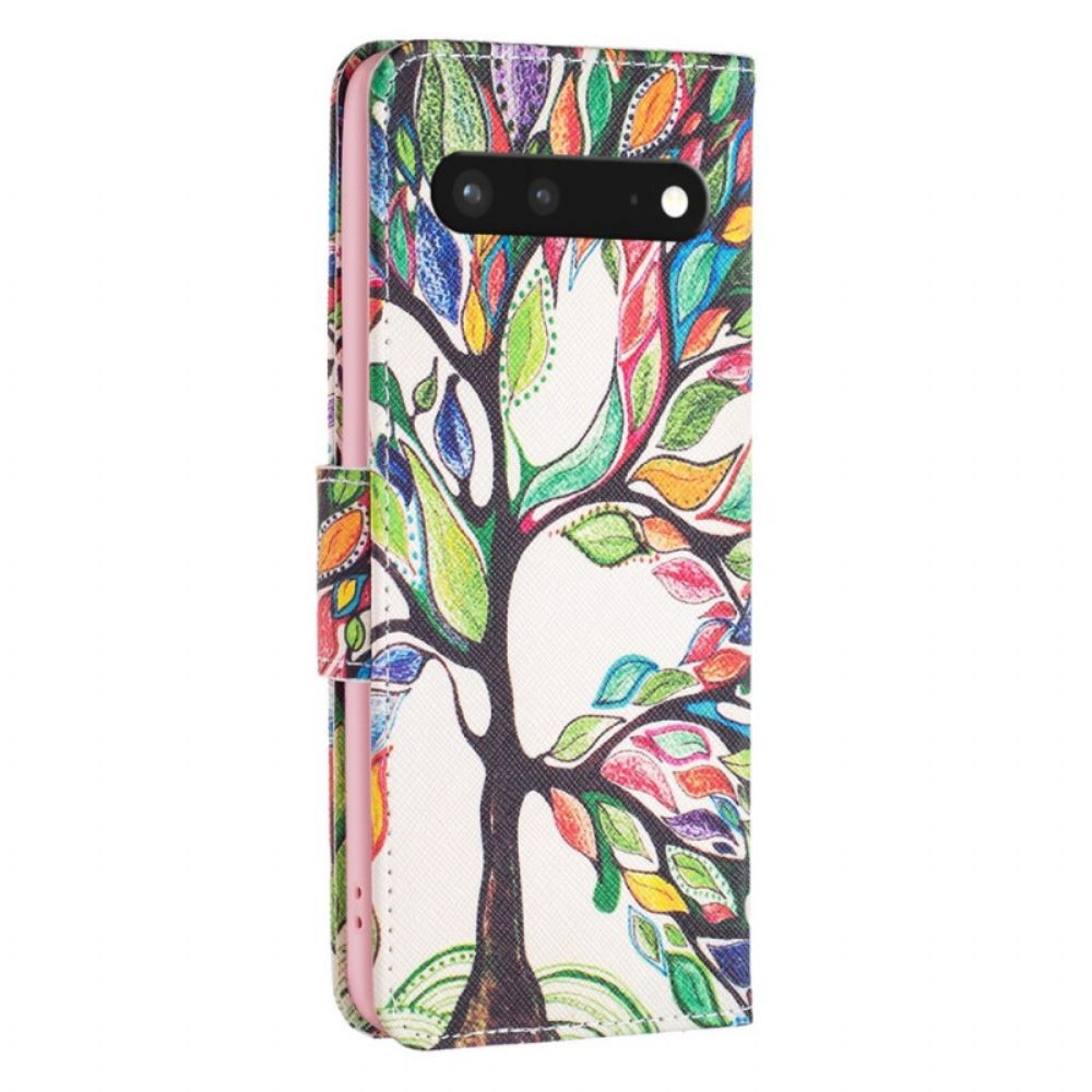 Lederhüllen Für Google Pixel 7 Gemalter Baum