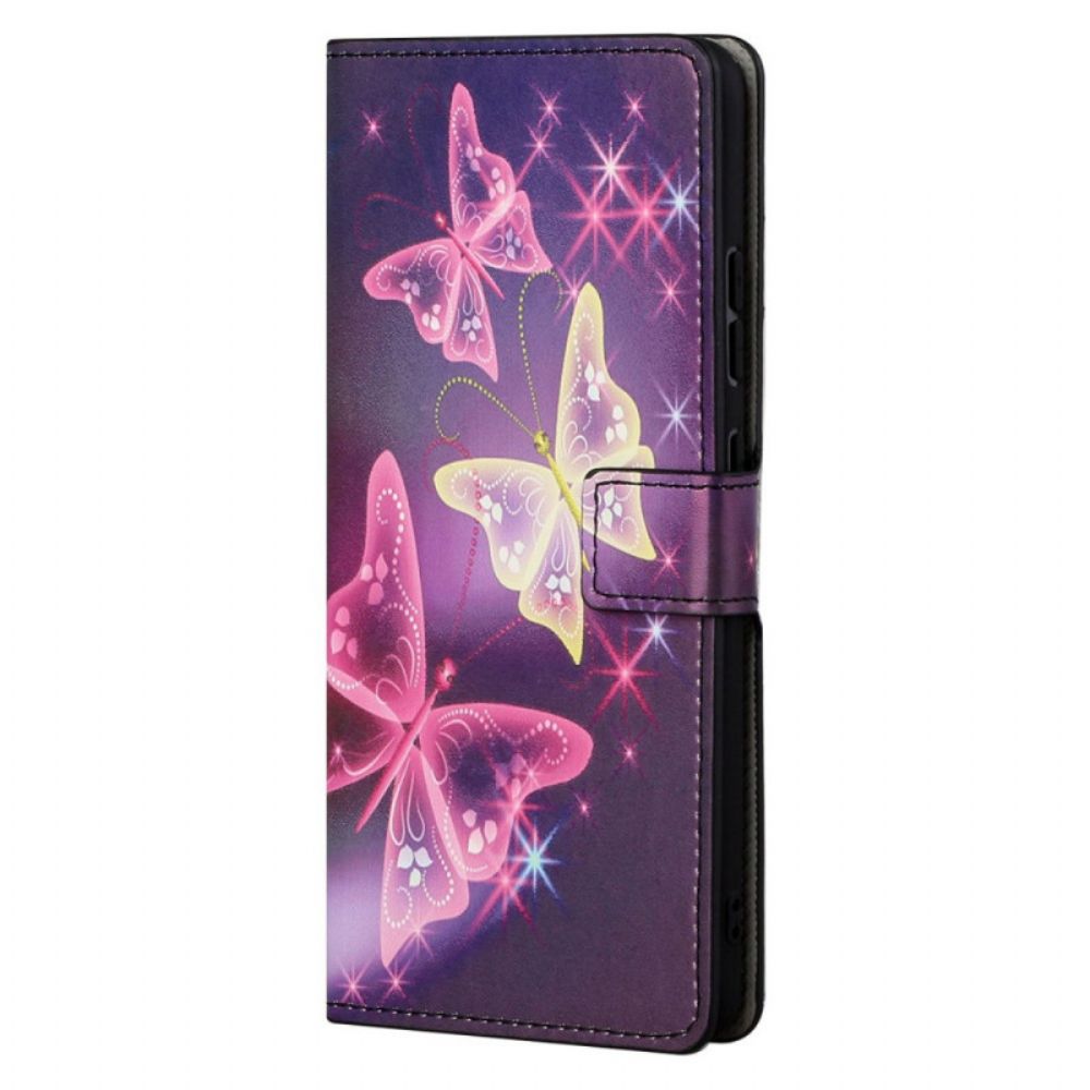 Flip Case Für Moto G31 / Moto G41 Schmetterlinge Und Blumen