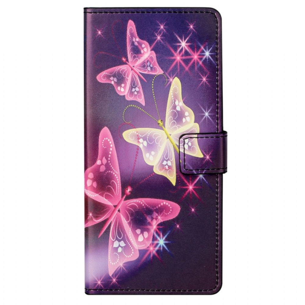 Flip Case Für Moto G31 / Moto G41 Schmetterlinge Und Blumen