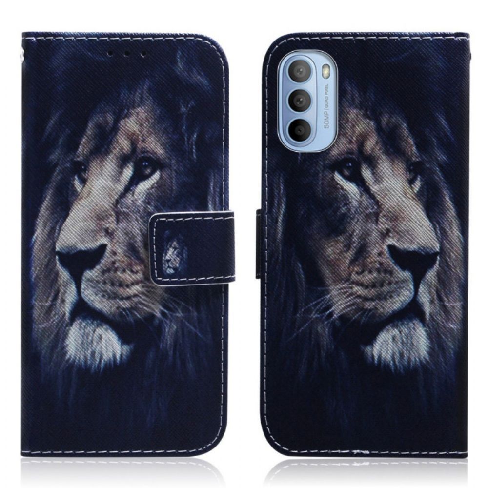 Flip Case Für Moto G31 / Moto G41 Träumender Löwe