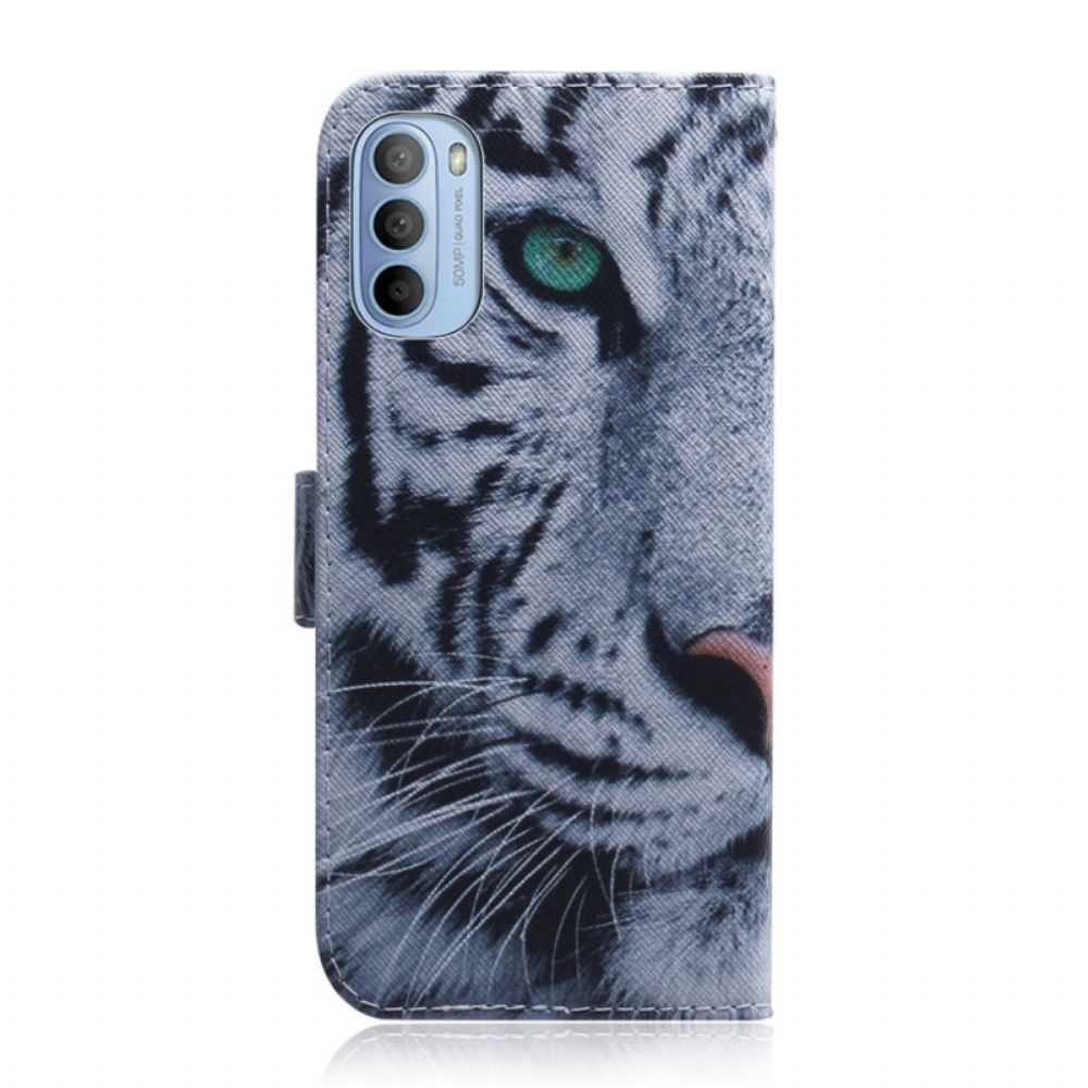 Lederhüllen Für Moto G31 / Moto G41 Tigergesicht