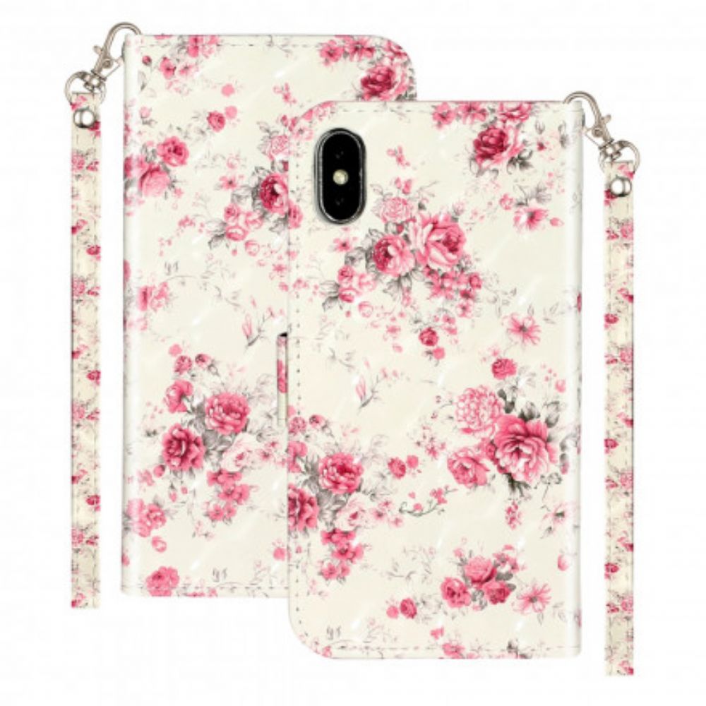 Flip Case Für iPhone XS Max Mit Kordel Blumen Lichtflecken Mit Riemen