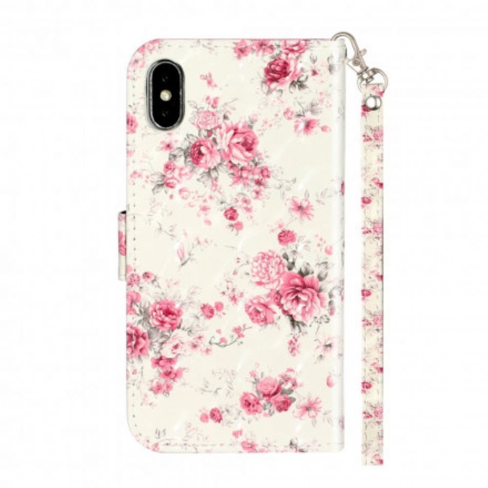 Flip Case Für iPhone XS Max Mit Kordel Blumen Lichtflecken Mit Riemen