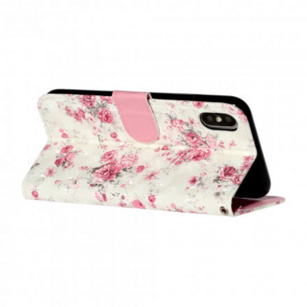 Flip Case Für iPhone XS Max Mit Kordel Blumen Lichtflecken Mit Riemen