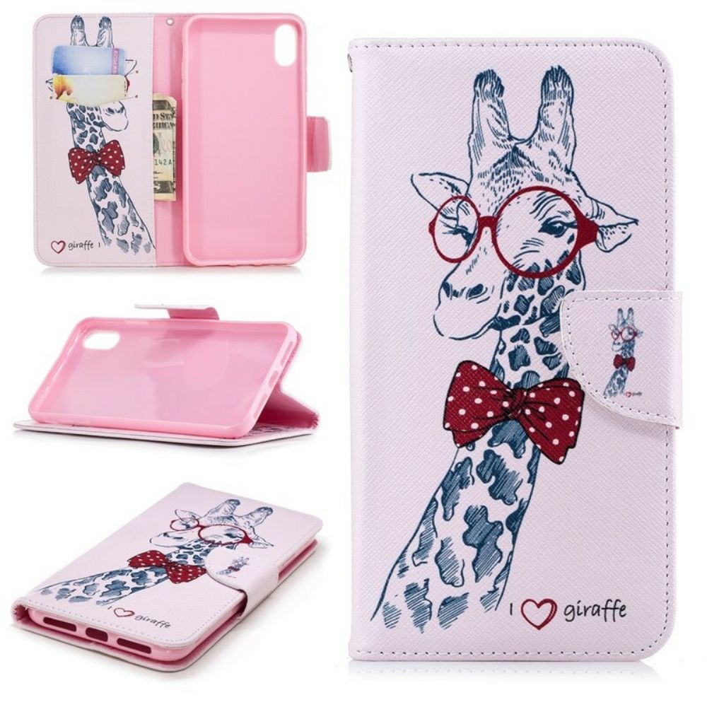 Flip Case Für iPhone XS Max Smarte Giraffe
