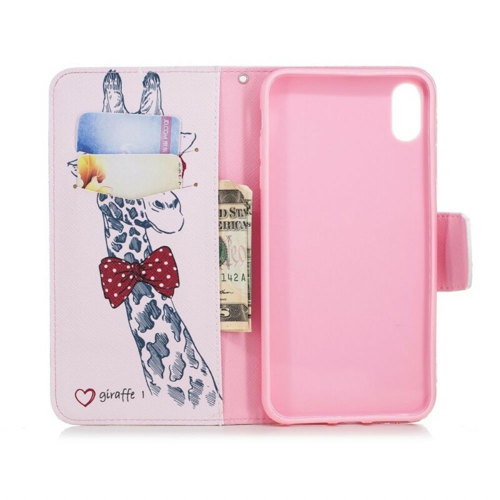Flip Case Für iPhone XS Max Smarte Giraffe
