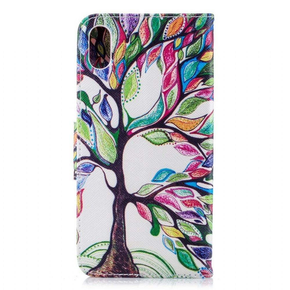 Lederhüllen Für iPhone XS Max Farbiger Baum