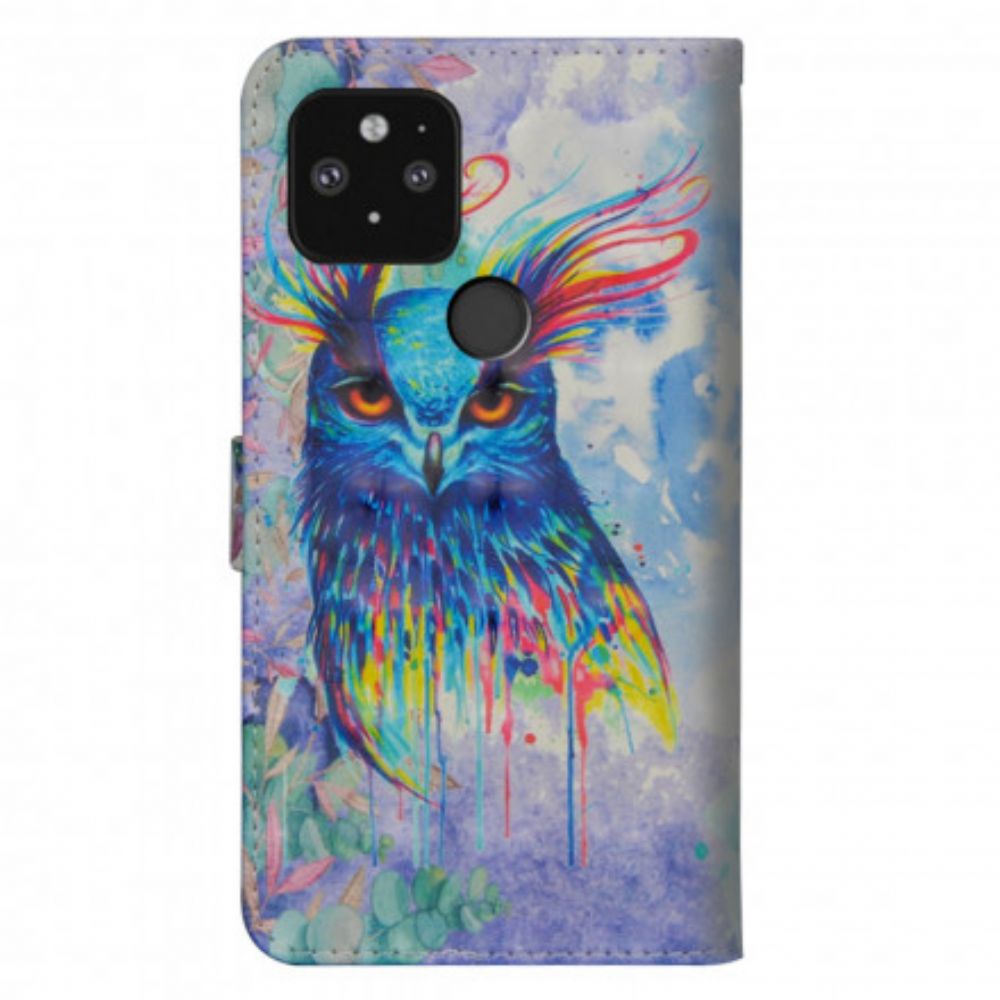 Lederhüllen Für Google Pixel 5 Aquarellvogel