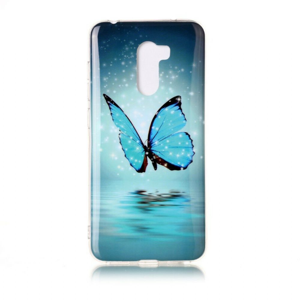 Hülle Für Pocophone F1 Fluoreszierender Blauer Schmetterling