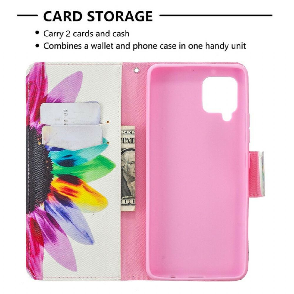Flip Case Für Samsung Galaxy A42 5G Aquarell Blume