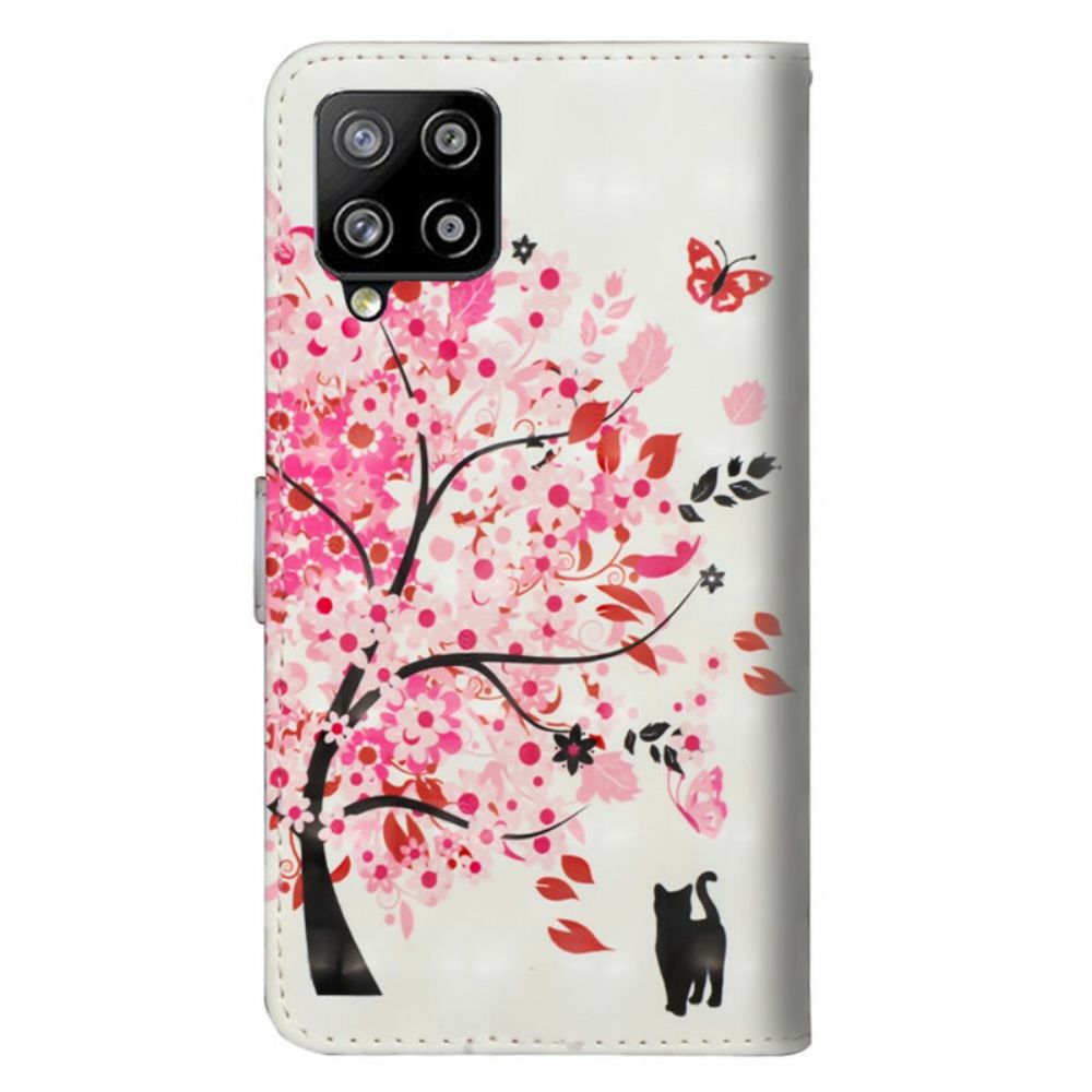 Flip Case Für Samsung Galaxy A42 5G Rosa Baum