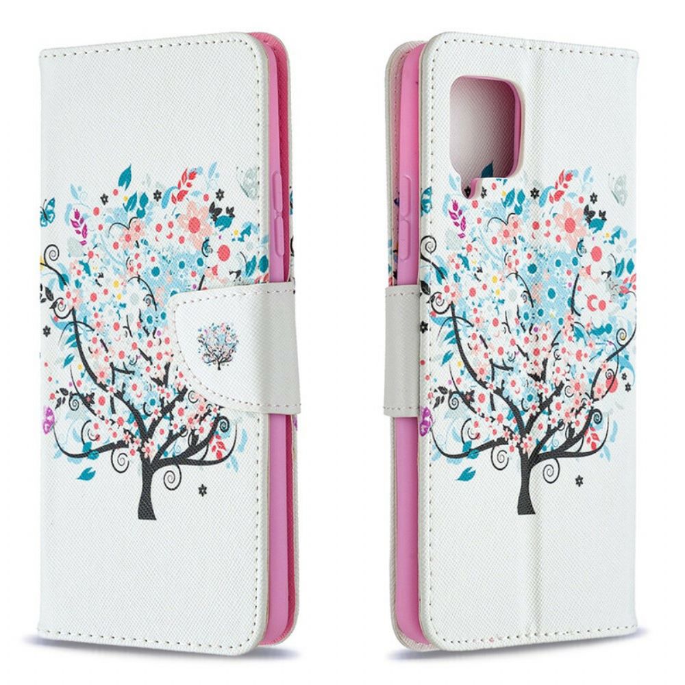 Lederhüllen Für Samsung Galaxy A42 5G Blumiger Baum