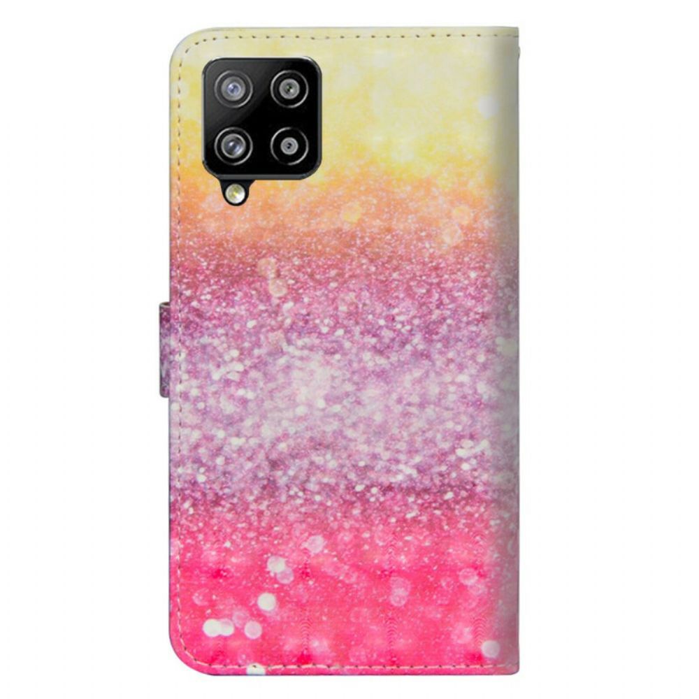 Lederhüllen Für Samsung Galaxy A42 5G Magentafarbener Glitzerverlauf