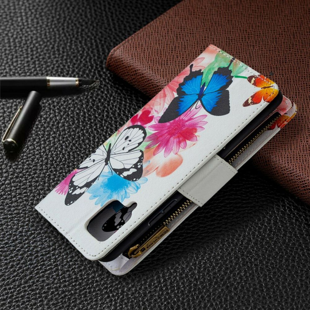 Lederhüllen Für Samsung Galaxy A42 5G Schmetterlingstasche Mit Reißverschluss