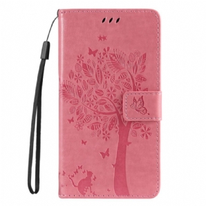 Flip Case Für Huawei Nova 8i / Honor 50 Lite Mit Kordel Baum- Und Tanga-katze